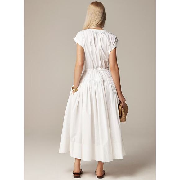 NWT J.Crew Drop Waist Midi Dress In Cotton Poplin White Size Small - Picture 3 of 9